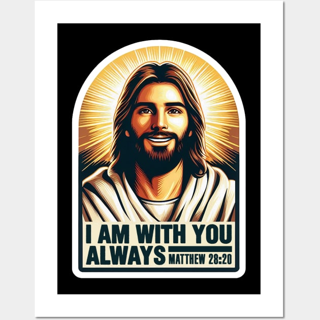 Matthew 28:20 I Am With You Always Jesus Christ Wall Art by Plushism